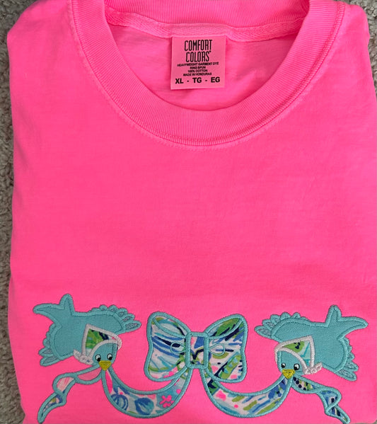 Birds & Bows appliqué T-Shirt