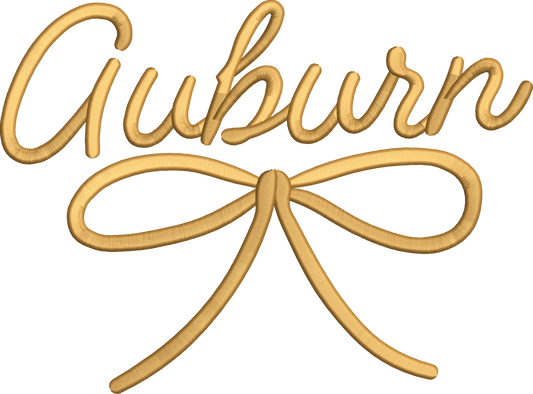 Auburn bow embroidery design DIGITIAL FILE ONLY