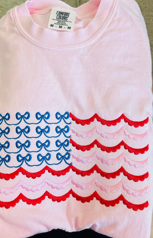 USA FLAG Bow short sleeve T-shirt
