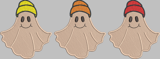 Ghost Beanie Trio Embroidery Design file 