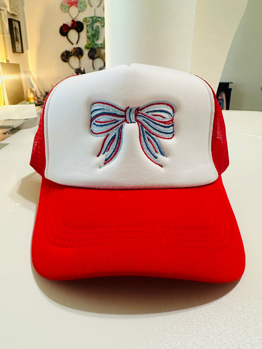 4th of July Bow Embroidered Trucker Cap