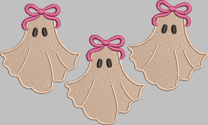 Ghost with Bows embroidery design